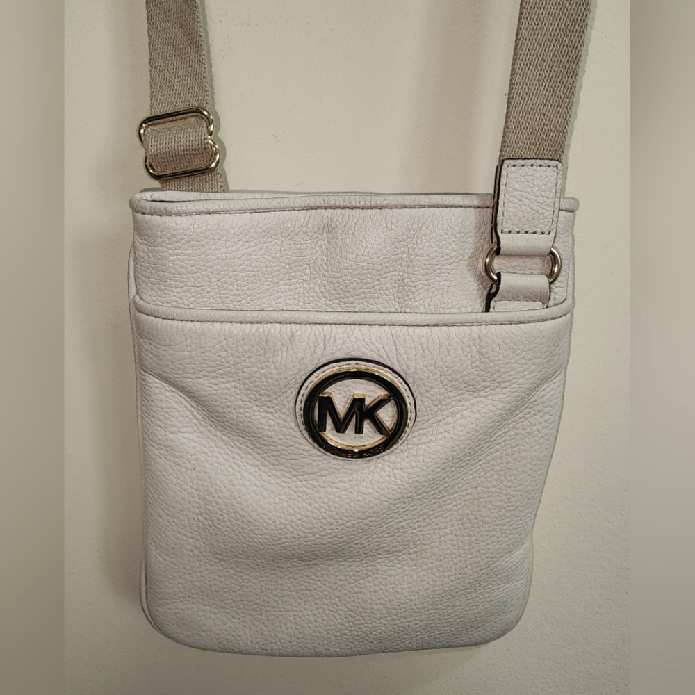 Michael Kors MK Cream Gold Leather Small Crossbody